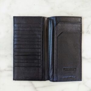 NWOT. Black Leather Card and Bill Holder.